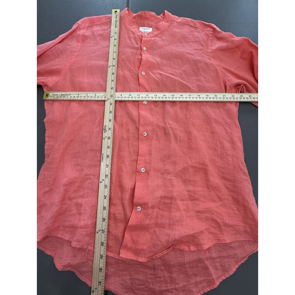 Tagliero Asmara 100% Flax Linen Top Coral Lightweight Button Up Summer Womens XL - Picture 4 of 7